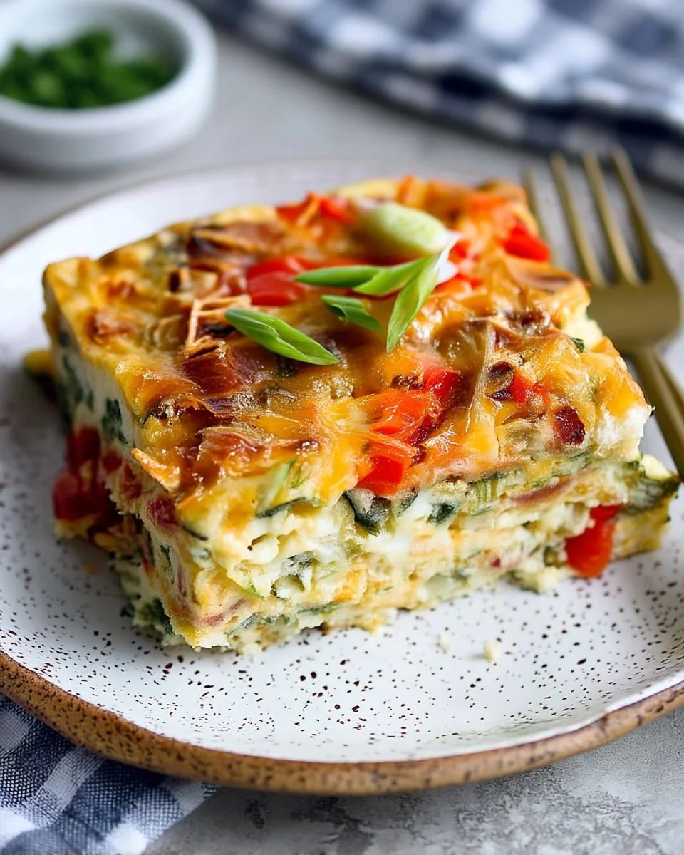 Delicious Cottage Cheese Egg Bake served on a plate with fresh herbs