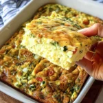 Delicious protein-packed egg bake with vegetables and cheese