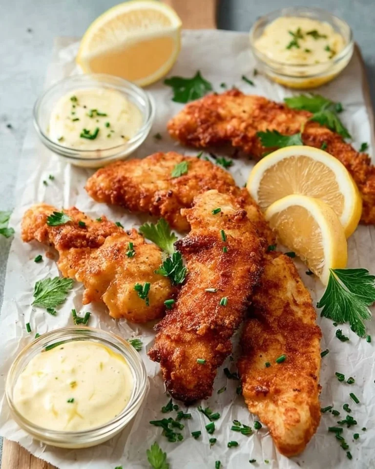 Crispy buttermilk chicken tenders served with dipping sauce