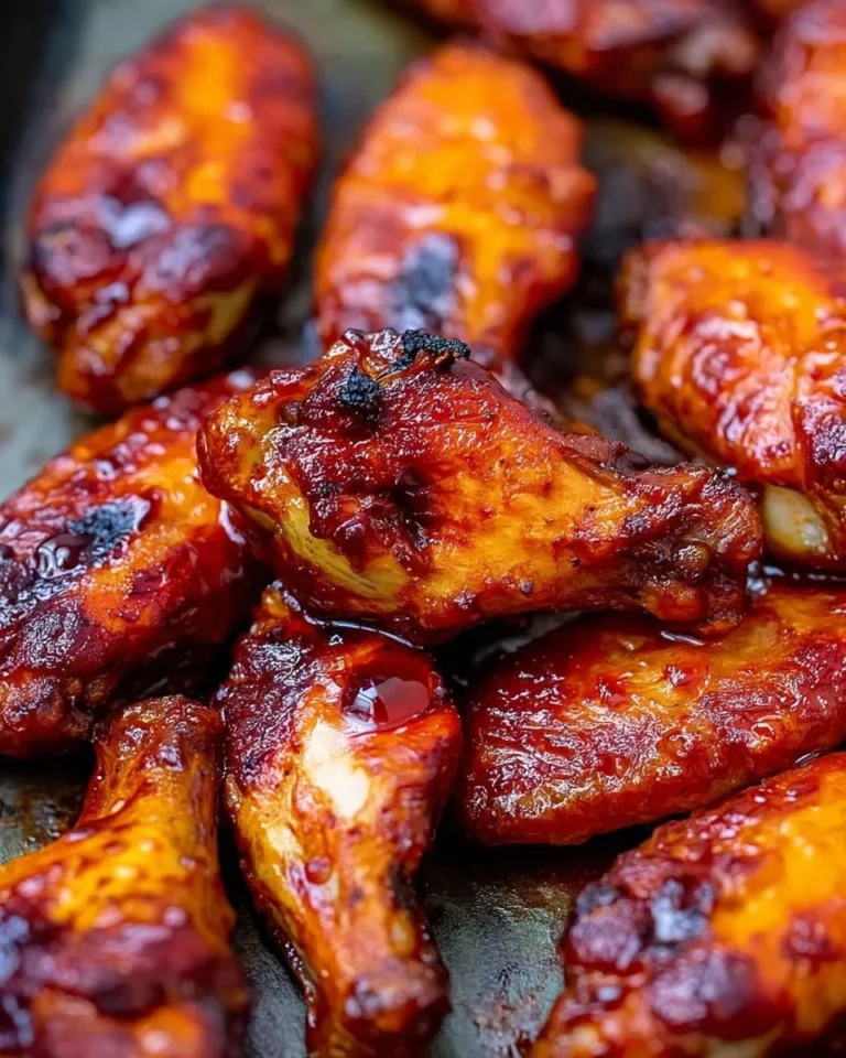 Crispy honey garlic baked chicken wings on a platter