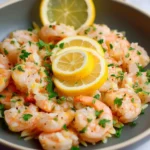 Delicious Lemon Garlic Shrimp garnished with herbs and served on a plate