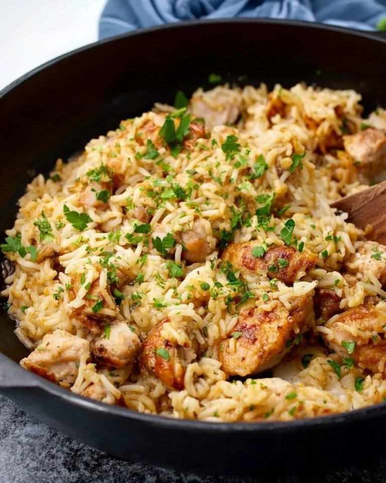 Delicious one-pot garlic butter chicken served with flavorful rice