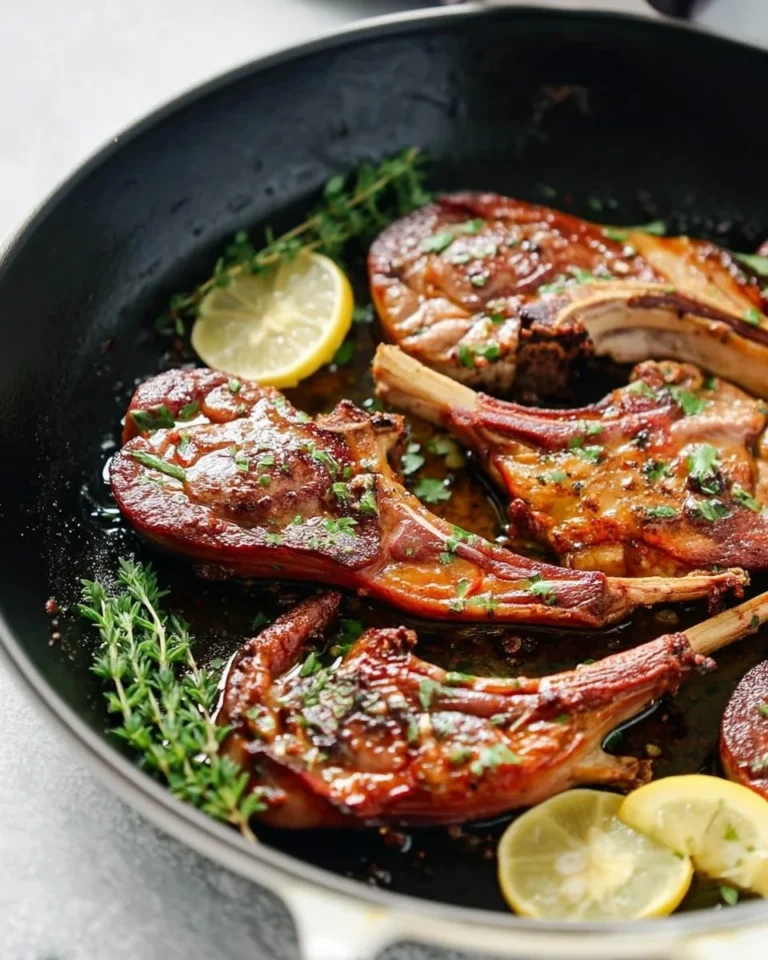 Garlic and herb crusted lamb chops served on a plate
