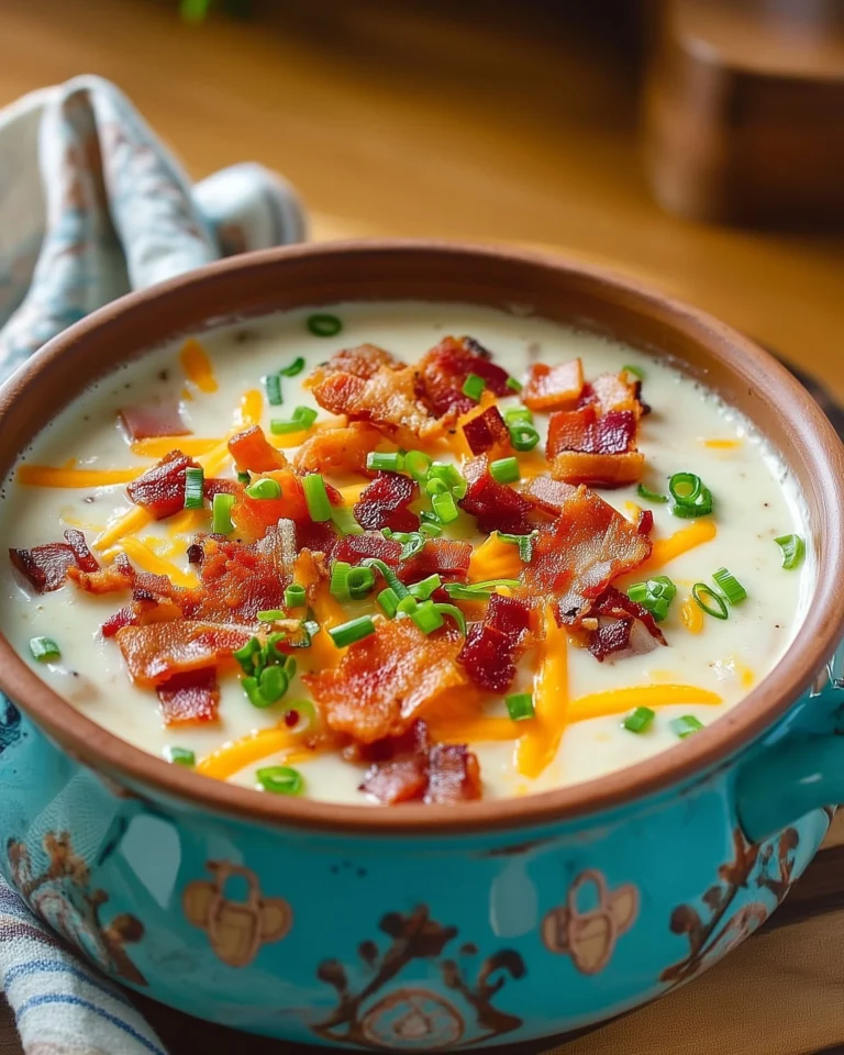 Delicious slow cooker bacon ranch potato soup served in a bowl