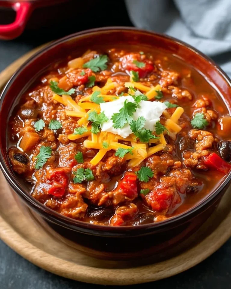 Delicious Smoky Chipotle Chili served in a bowl with fresh toppings