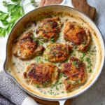 Creamy garlic herb chicken served with herbs and spices for a flavorful dish