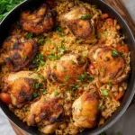 Delicious One Pot Chicken and Rice dish in a serving bowl