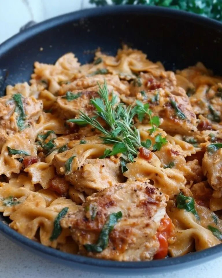 Delicious Marry Me Chicken Pasta served in a bowl with fresh herbs
