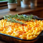 Bowl of Classic Southern Macaroni and Cheese topped with breadcrumbs