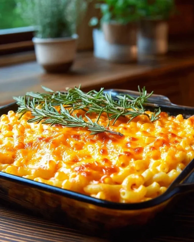 Bowl of Classic Southern Macaroni and Cheese topped with breadcrumbs