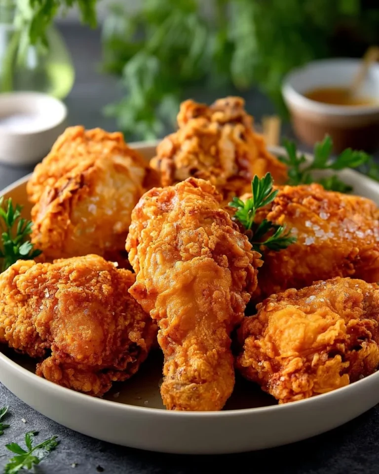 Delicious crispy fried chicken served with sides