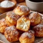 Plate of delicious deep fried marshmallows with a crispy golden exterior