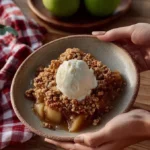 Delicious easy apple crisp with baked apples and crumbly topping