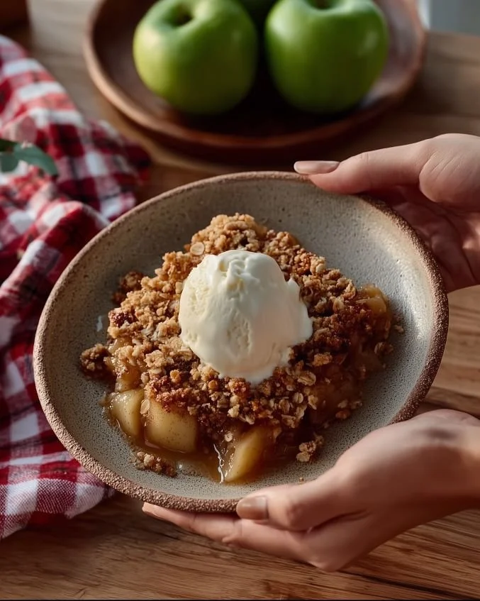 Delicious easy apple crisp with baked apples and crumbly topping