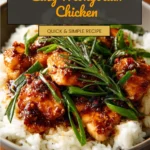 Delicious plate of Easy Mongolian Chicken served with vegetables