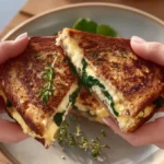 Delicious Monte Cristo Omelet Sandwich with ham, cheese, and eggs