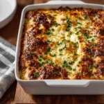 Delicious Spinach Artichoke Au Gratin Potatoes baked to perfection.