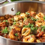 Delicious Taco Tortellini served with fresh toppings and cheese