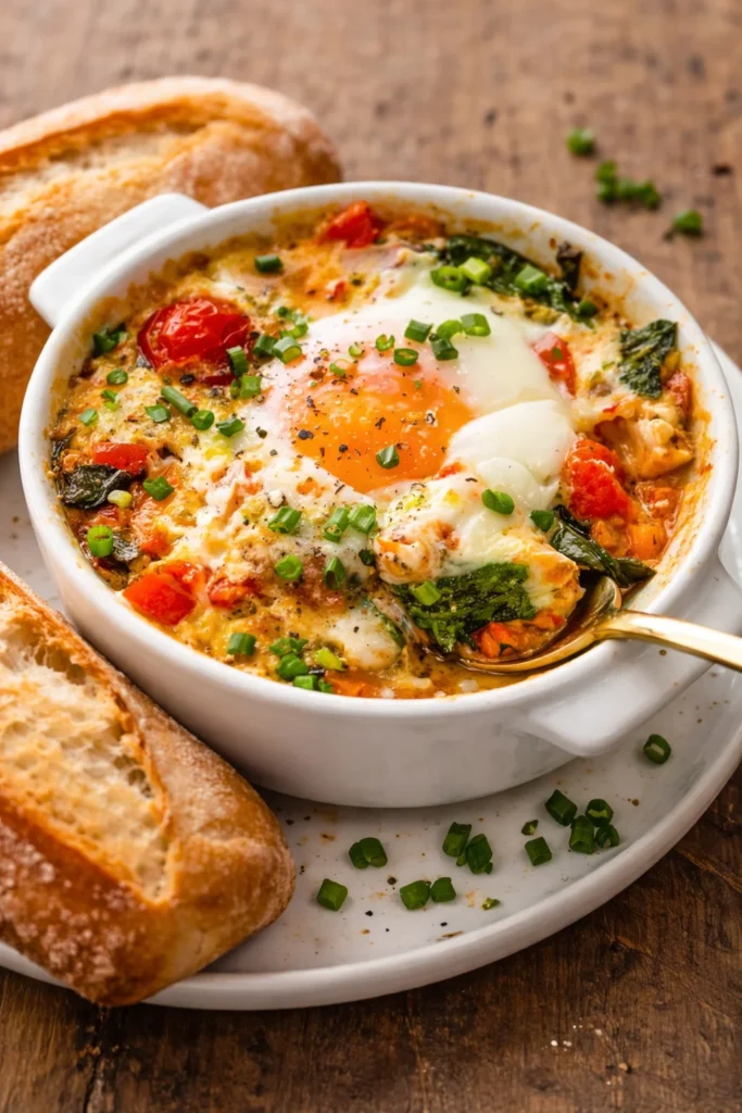 A delicious serving of Baked Feta Eggs on a plate