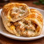 Delicious chicken wraps with fresh vegetables and sauce