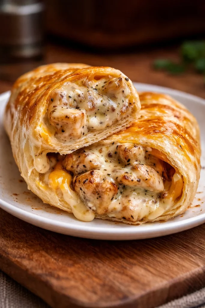 Delicious chicken wraps with fresh vegetables and sauce