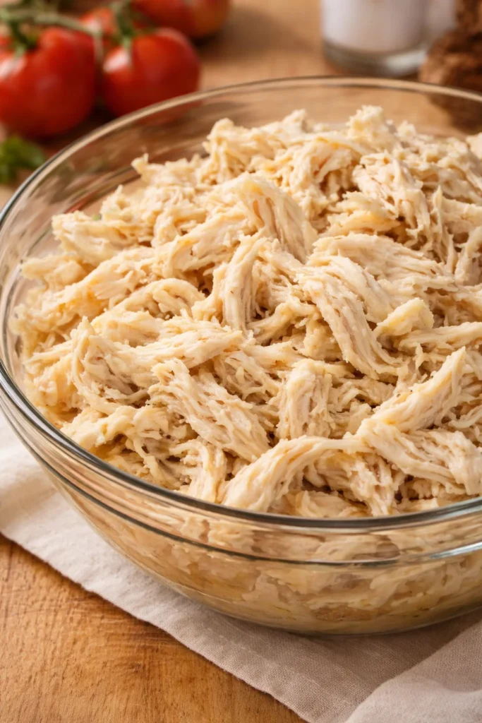 Easy Instant Pot shredded chicken for tacos, salads, and meal prep