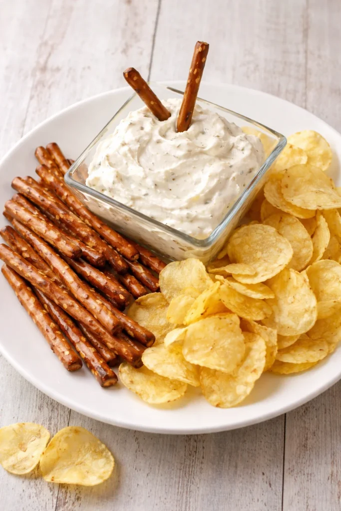 Easy Ranch Chip Dip served with fresh vegetables