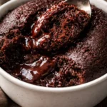 Delicious slow cooker chocolate lava cake with melted chocolate center