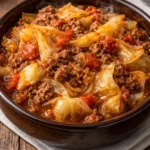 Delicious slow cooker unstuffed cabbage rolls served on a plate