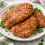 Delicious Southern Fried Pork Chops on a plate with sides