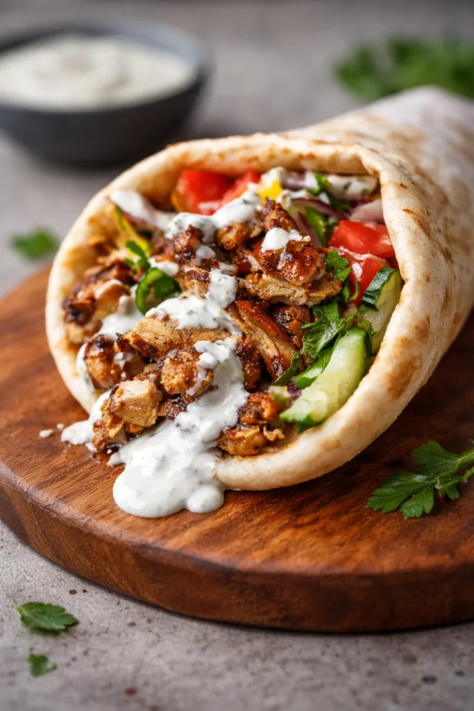 Delicious Chicken Shawarma served with creamy garlic sauce