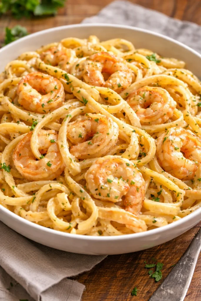 Delicious Garlic Shrimp Pasta with succulent shrimp and garlic sauce