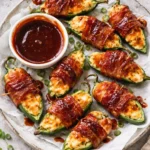 Delicious jalapeno poppers filled with cheese and spices, served as appetizers.