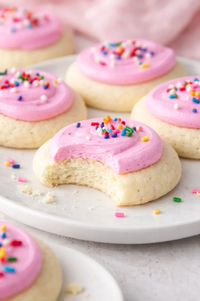 Delicious Lofthouse Cookie with colorful frosting on a plate