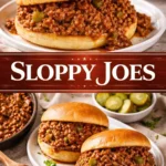 Delicious homemade Sloppy Joes served on a bun with toppings