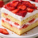 Delicious homemade strawberry shortcake with fresh strawberries and whipped cream