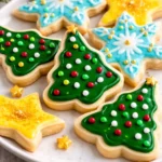Delicious homemade vegan sugar cookies decorated with colorful icing