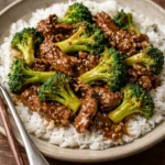 Beef and broccoli stir-fry with tender beef and fresh broccoli in sauce