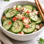 California Roll Cucumber Salad with fresh cucumber and colorful ingredients
