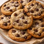 Delicious crispy and chewy chocolate chip cookies fresh out of the oven