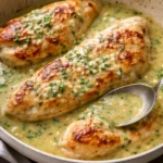 Delicious Garlic Butter Chicken served with herbs and spices