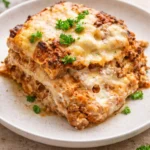 Delicious Keto Lasagna with layers of cheese and meat, low-carb recipe