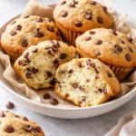 Sourdough chocolate chip muffins fresh out of the oven, golden brown and tasty.