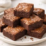 Delicious sourdough brownies made from sourdough discard, showcasing a rich texture.