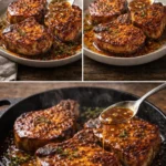 Brown Sugar Garlic Pork Chops served on a plate with garnish