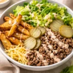 Healthy and delicious burger bowls with various toppings and fresh ingredients