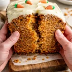 Deliciously moist carrot cake loaf with cream cheese frosting