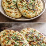 Homemade Cottage Cheese Flatbread garnished with herbs and served on a plate