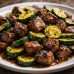 Delicious garlic butter steak bites served in a skillet, ready in 15 minutes.