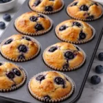 Hearty blueberry protein muffins fresh out of the oven, nutritious and delicious.